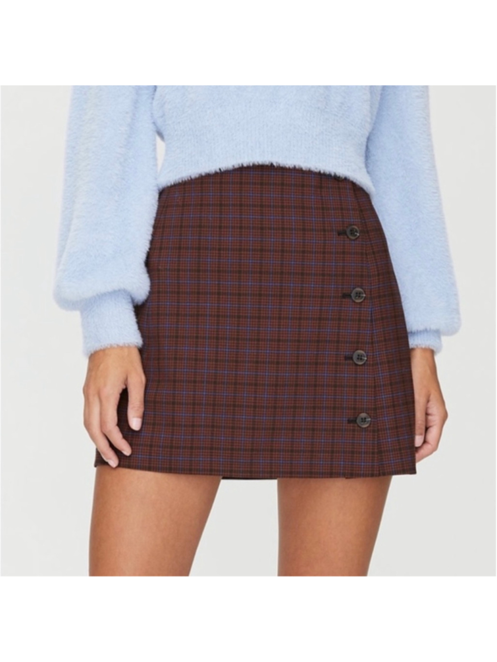 Sunday Best Plaid Mini Skirt Size 4 Red Blue Wool Blend School Girl Retro